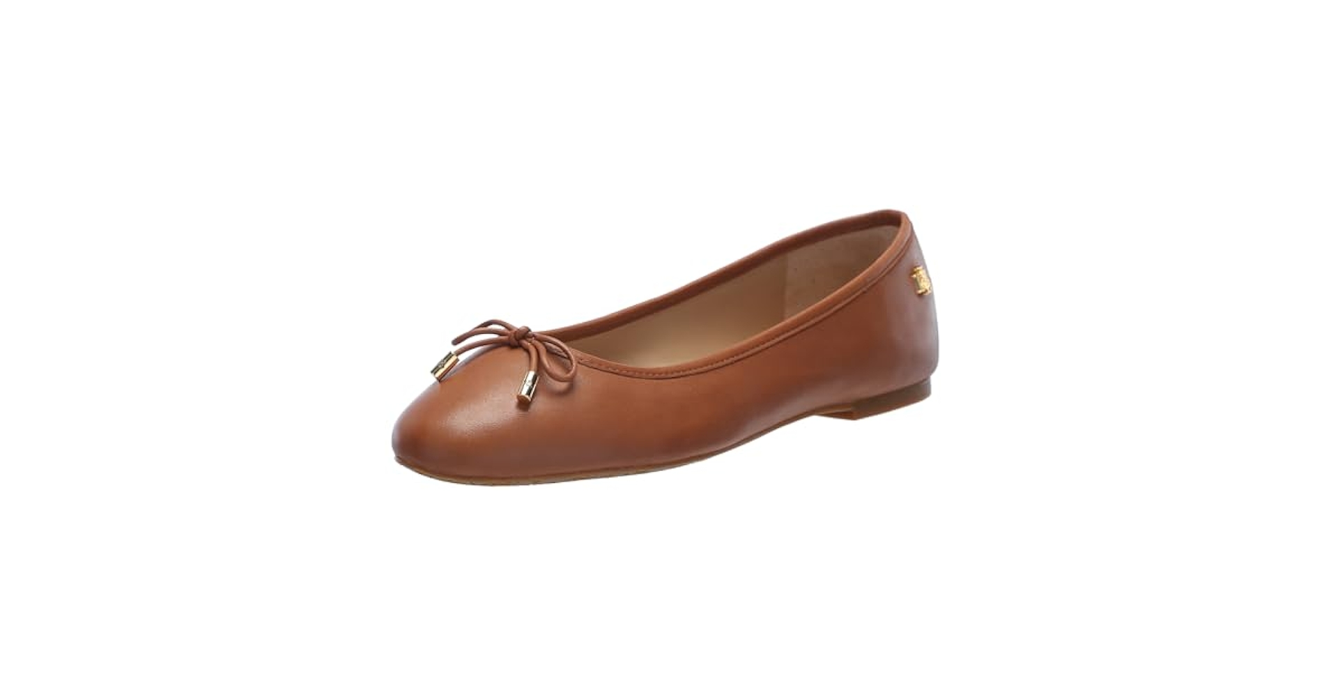 バレエ Ralph Lauren Ballerinas Leather Lauren Ralph Lauren Jayna Exposed Stitched Leather Bow